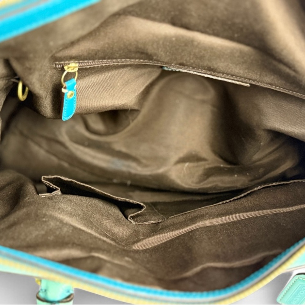 Rare Vintage COACH 11048 Hampton Blue Leather Large Shoulder Bag Tote Expandable - Picture 11 of 13